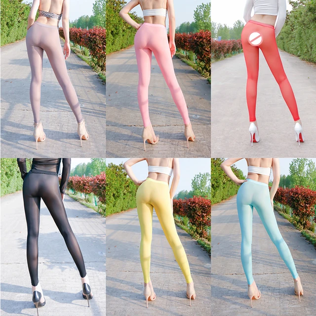 Women High Waisted Sexy Stockings Translucent Pantyhose Slim Fitting  Leggings Super Elastic Tight Pants