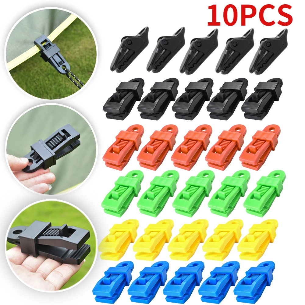 Tarpaulin Clip Tent Canopy Clip Buckle Outdoor Wind Rope Clamps Reusable Awning Mountaineering Camping Accessories 10PCS tent clips camping tent accessories