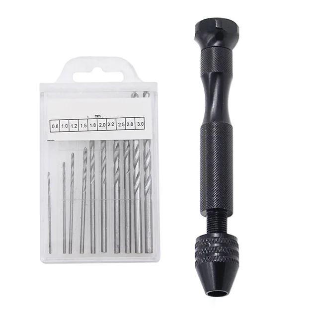 1/11Pcs Mini Hand Drill With 0.3-3.2mm Drill Bits Set Rotary Tools For Models Hobby DIY Wood Craft Handmade Tools 3