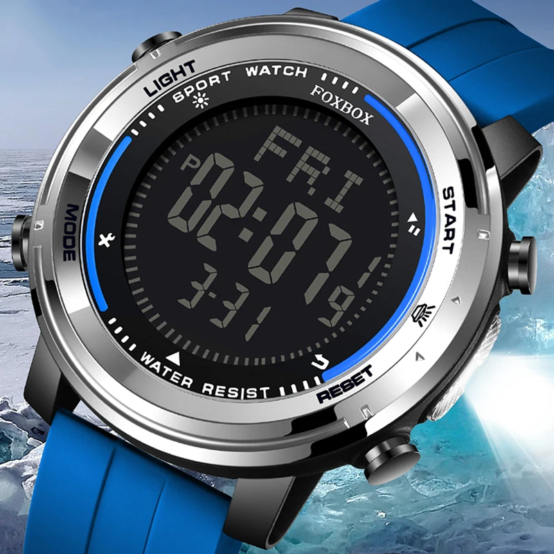 FOXBOX Digital Watch Men Outdoor Sports Waterproof Luminous Men Watch Fashion Military Quartz Wrist Watch For Men Montre Homme