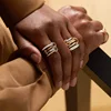 Stacking Engagement Band Rings For Women Plain Micro Paved 5A CZ Mix Color Multi Pieces Stack Full Finger Jewelry 6