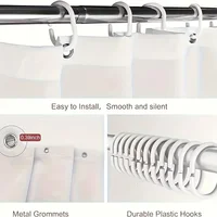 ดอกไม้สีเทาพร้อมม่านอาบน้ําตกแต่งเส้นทอง, ม่านอาบน้ําตกแต่งห้องน้ํา, ม่านอาบน้ํากันน้ําพร้อมตะขอ 6