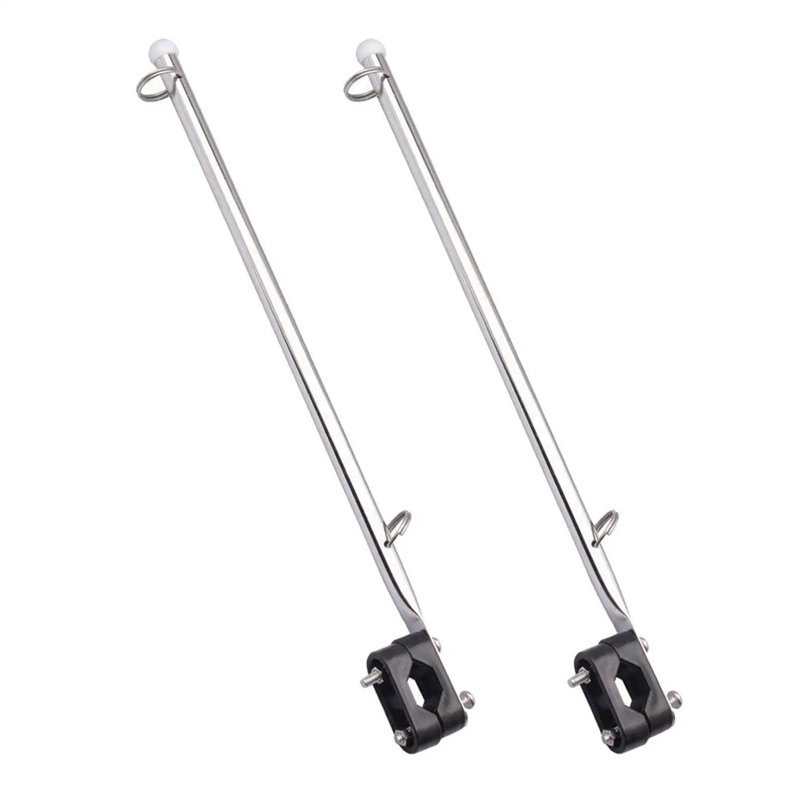 

2 Pieces Flag Pole Rail Mount Flag Staff Marine Boat Parts with Base Adjustable