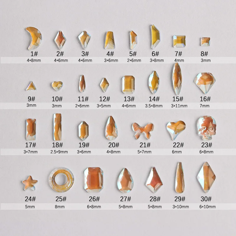 도매 투명한 Auror 스타일 플랫 백 네일 라인 석 특수 모양의 크리스탈 네일..