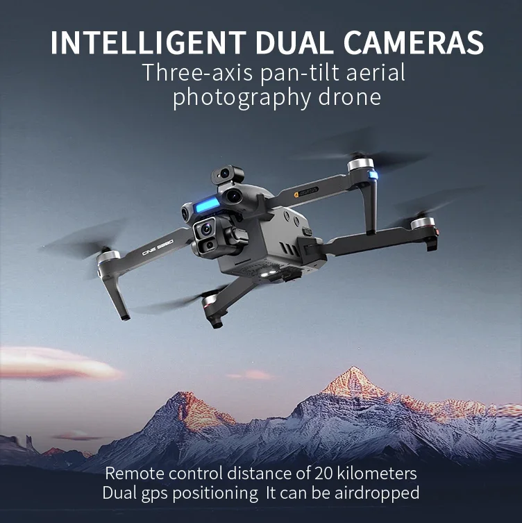 S880 PRO GPS Drone Gimbal a tre assi 2KM 4K Doppia fotocamera professionale 360 ° Giocattoli quadricotteri RC senza spazzole per evitare ostacoli laser - immagine 3