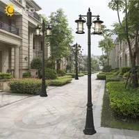 Outdoor Lamp Post Light 2 Head Classic Black Lamp Pole with Bubble Glass Panels E27 Base Waterproof Street Lighting for Backyard 1
