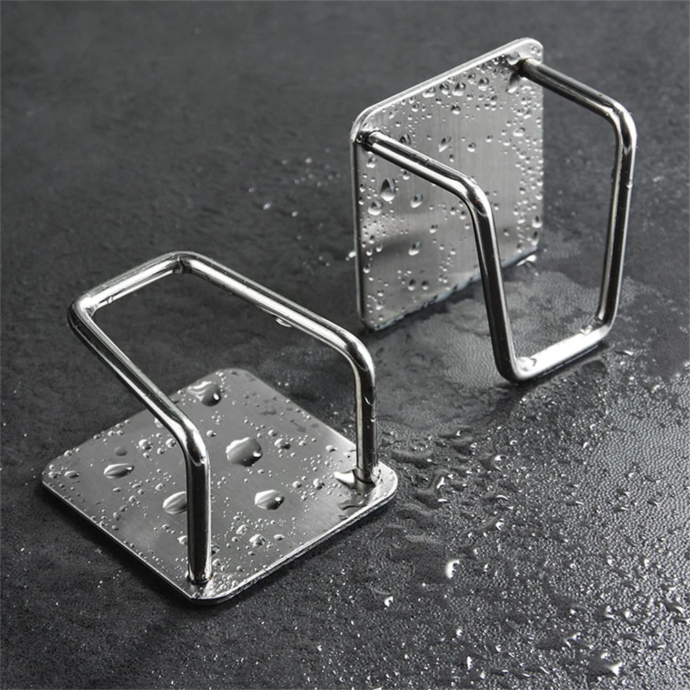 Kitchen Stainless Steel Sink Sponge Holder Self Adhesive Drainer Drying Rack Kitchen Wall Hooks Accessories Storage