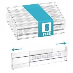 Adjustable Clear Expandable Drawer Organizers - Multi - Pack Option for Clothes and Kitchen Utensils (8 - PACK)