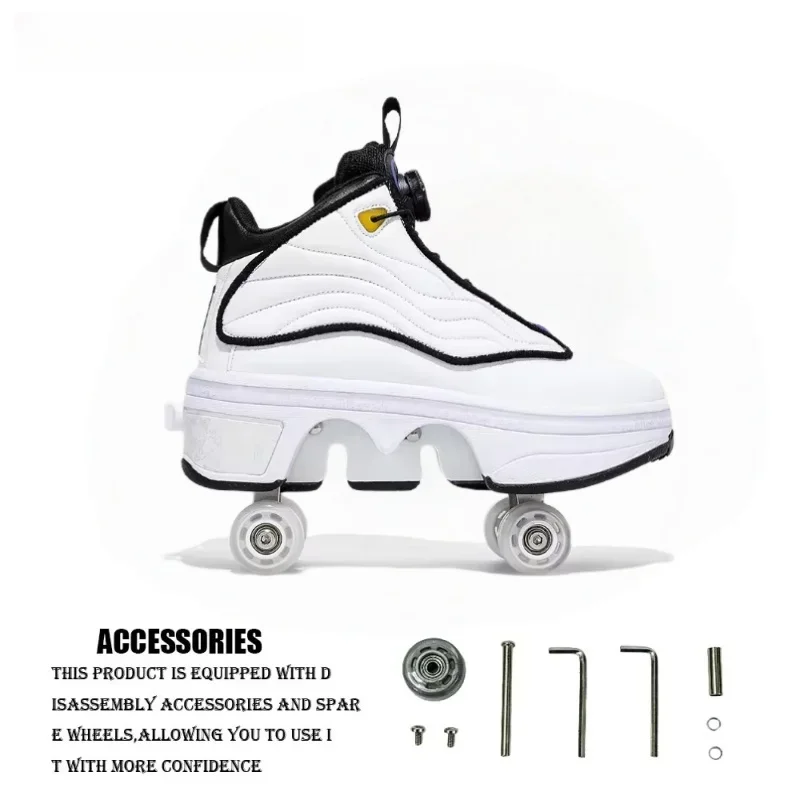 Roller Shoes Adult Unisex Retractable Four Wheels Walk Shoe Girls