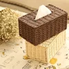 1PC Rattan Tissue Box Home Decoration Handmade Desktop Decoration Simple Retro Tissue Box Storage Caja De Pañuelos Hecha A Mano 4