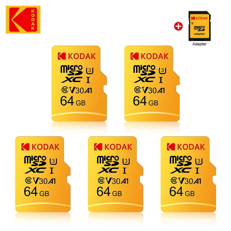 5pcs Kodak 메모리 카드 64GB 고속 마이크로 SD 카드 32GB 클래스 10 cartao de memoria 128gb 256gb 스마트 폰용 미니 TF 카드