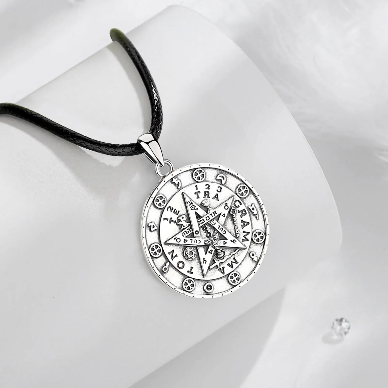 Pendant Necklace Eudora 925 Sterling Silver Pentagram Runes