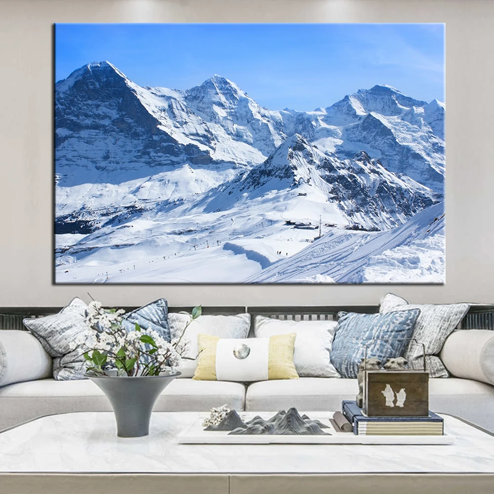 Фото Everest зимняя Снежная гора Снежный пейзаж Картина на холсте настенная живопись