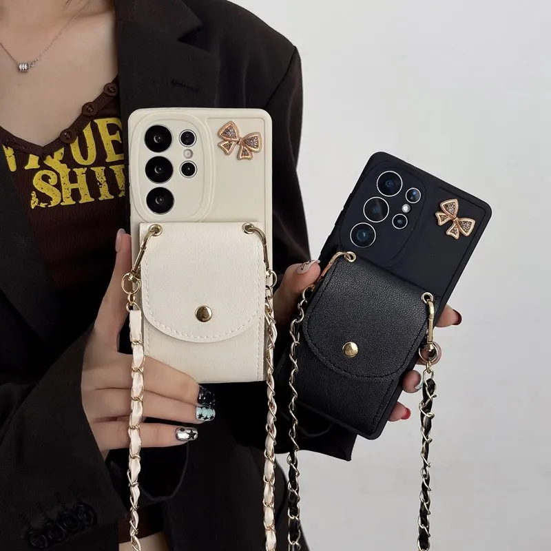 Versatile Lanyard Wallet Backpack Chain Phone Case with Soft Cover