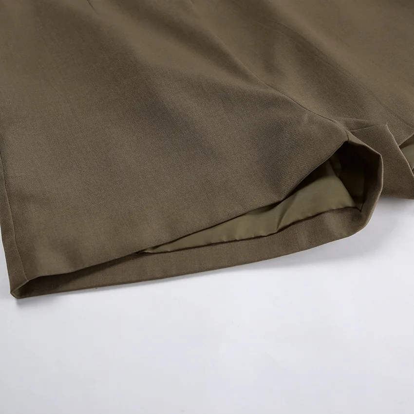 2026 Lady Daily Spring Autumn Outfits New Casual Wide Leg Short Pants Set Women Chic Solid Single Breasted Stand Collar Top Suit S9cf81a51817044aaa8a65aefd612cce5N