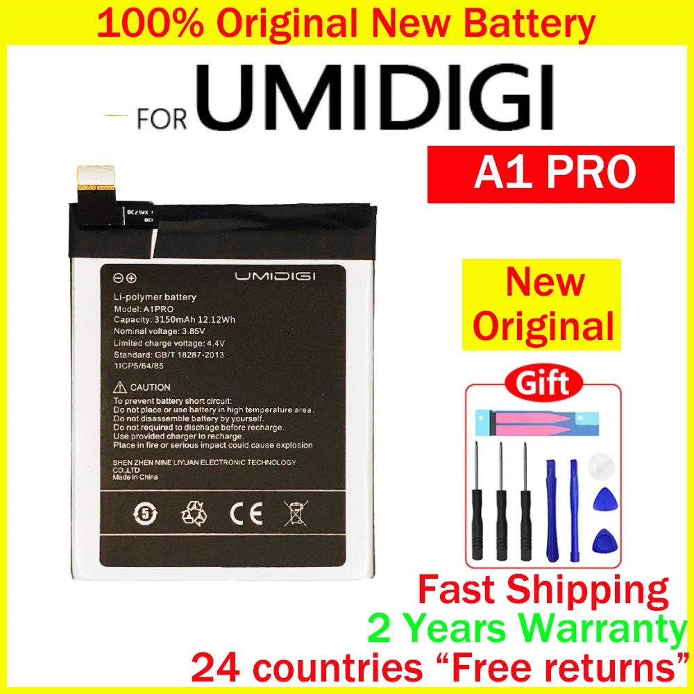 

New 100% Original 3150mAh A1pro Phone Battery For UMIDIGI A1 Pro High Capacity Batteries With Tools+Tracking Number