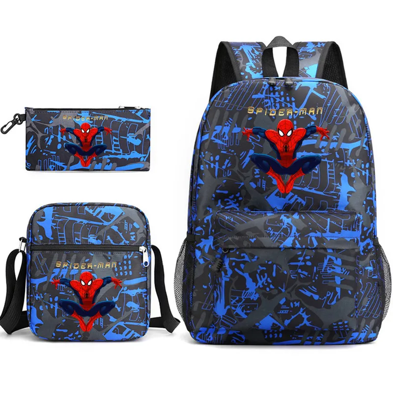 

New Spider Man 3pcs Set Backpack Children Anime Cartoon School Bag Bookbag Men Women Travel Bags Mochila Daily Rucksack