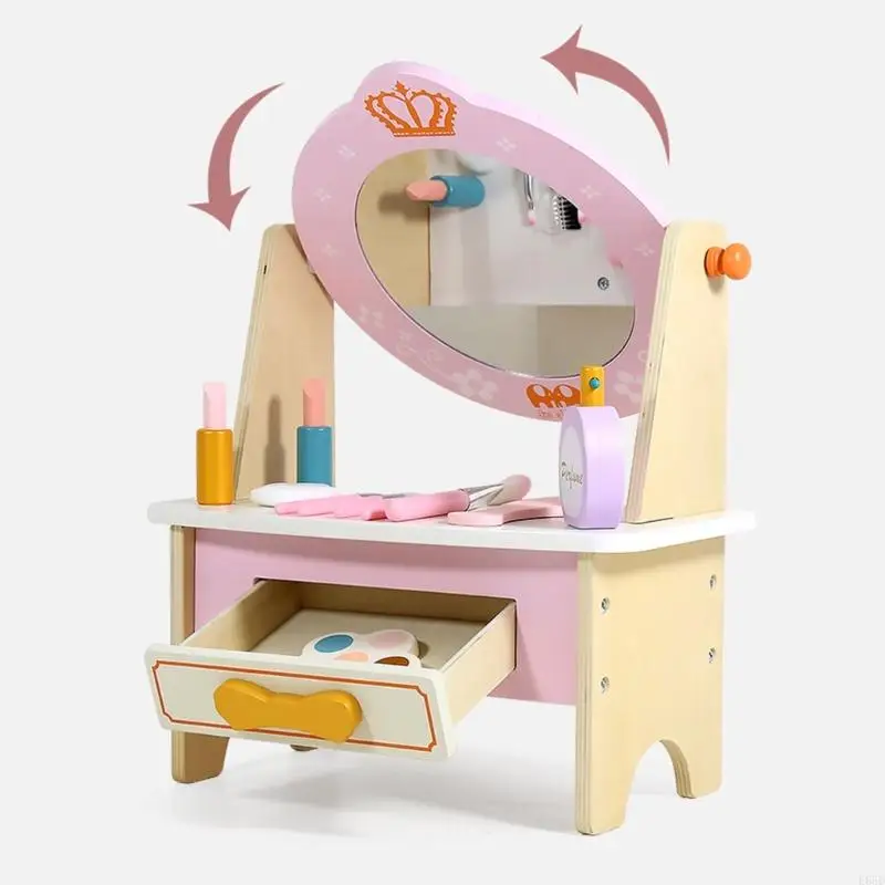 Girls Toy Princess Makeup Vanity for Kids Toddler Table Dress-up Toy for 3 4 5 6 Years Old Girls Kids Role Playset E65D