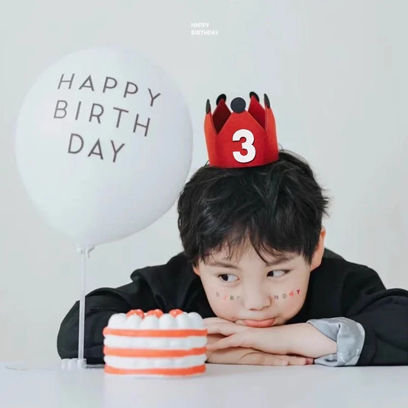 Happy Birthday Hat Baby First Birthday Party Felt Hat 1st 2th 3th Years Kids Baby Shower Hat Birthday Headband Decoration