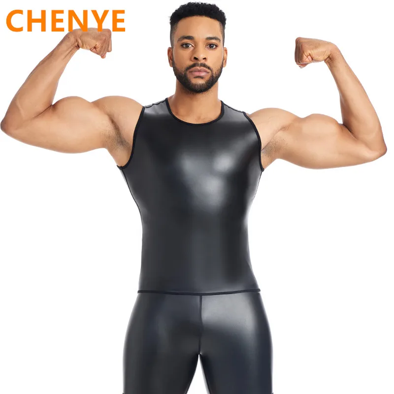 

Men Waist trainer Corsets Body Shaper Faux Leather Vest Undershirt Tank Top Sleeveless Shirt Waistcoats Men's Slimming Underwear