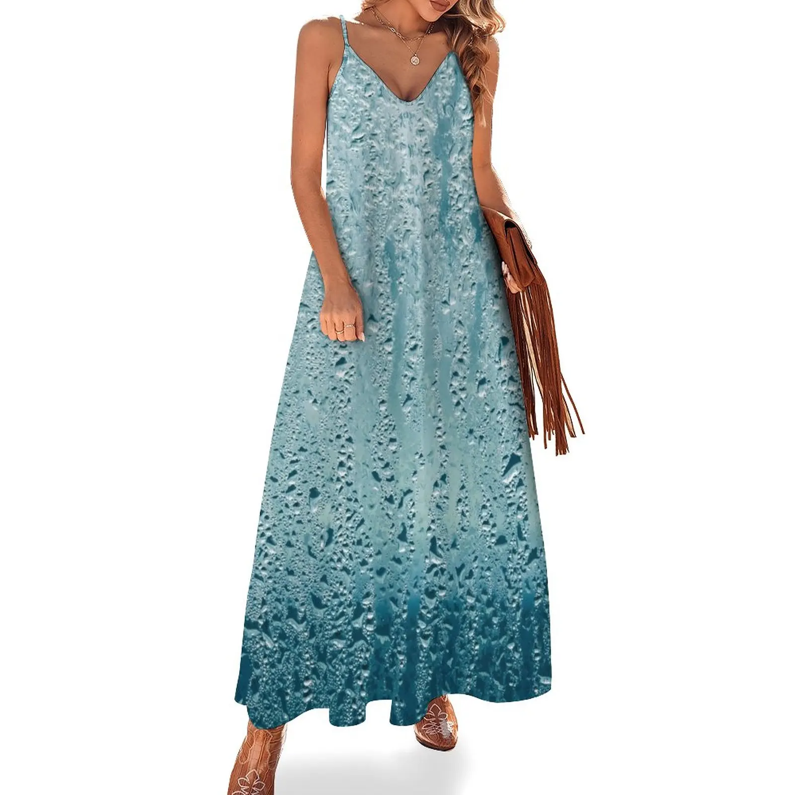 

New Water Droplets Rain On Glass Sleeveless Dress summer dress woman 2023 trendy long dress women summer