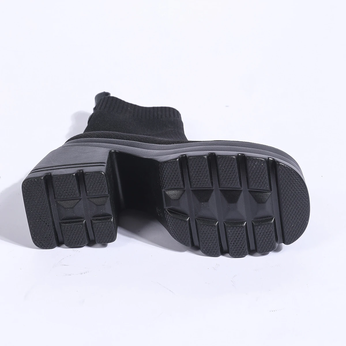 Aphixta Black Cotton Fabric Breathable Ankle Boots Women High Heel Platform Lady Footwear Shoes Elastoc Women Sock Boots