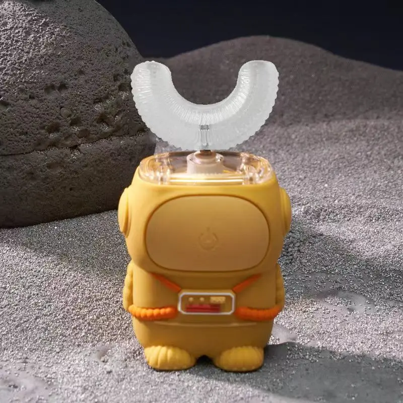 thumbnail image 1 of Cepillo de dientes eléctrico inteligente tipo U para niños, recargable, 360 grados, de silicona, sónico, resistente al agua IPX7, 1 of 5