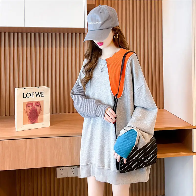 Autumn Winter Hipster Round Neck Loose Casual Sweatshirt Female Harajuku Y2K Trend Fashion Pullover Top Women All-match Outwear