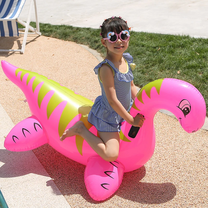 Inflatable Ride On Toys Red Dragon with Handles Pool Floating for Kids Summer Swimming Raft Fun Beach Pools Parties Decoration
