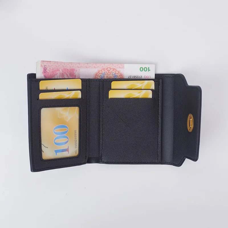 Portafoglio corto da donna con lettere personalizzate Portafoglio triplo in pelle PU Portamonete piccolo Porta carte di credito stile Ins Clip per soldi - immagine 4