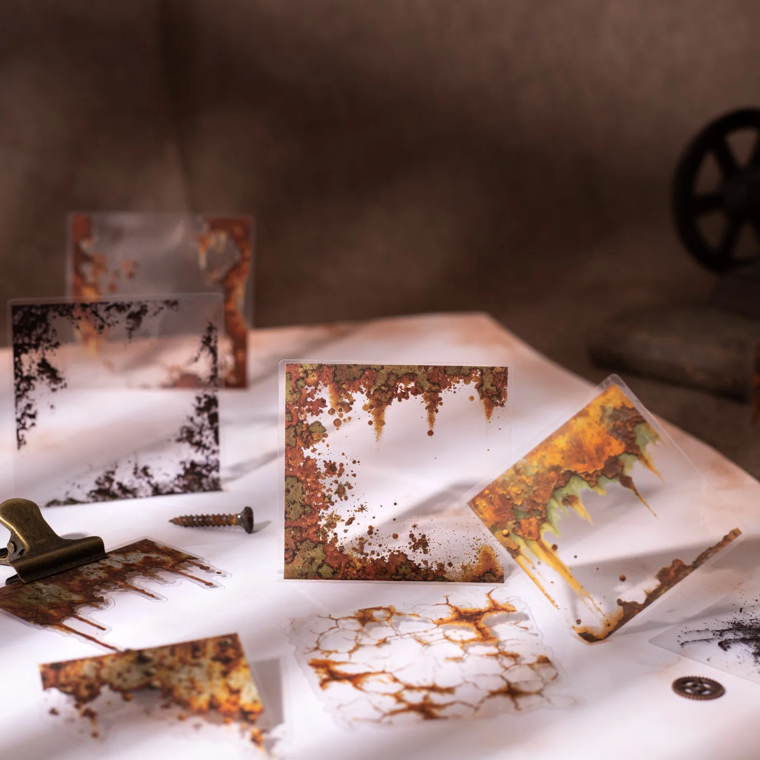 Motteld Rust Cracking Series Vintage Pattern Landscape PET Sticker ...