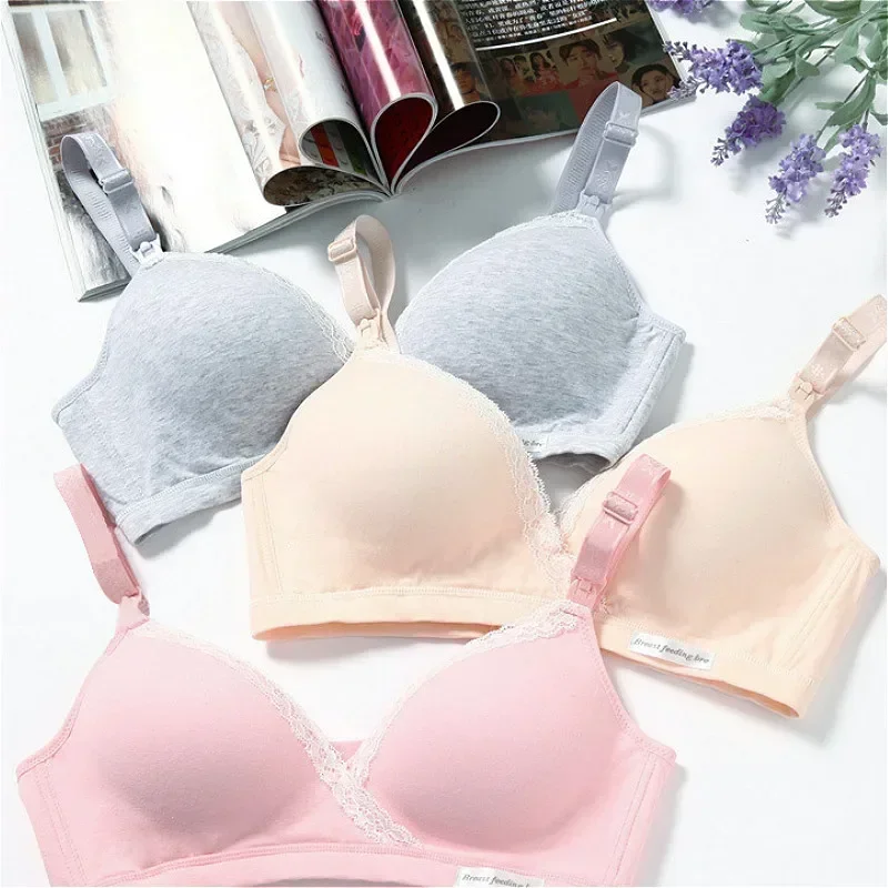 Cotton Nursing Bra Summer Breathable Breastfeeding Bras for Women Maternity Bra Plus Big Size Easy Feeding Bra Wire Free 6
