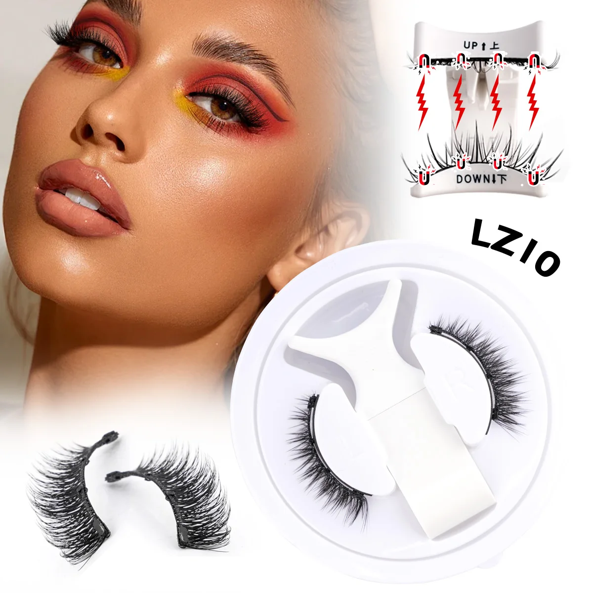Fake Eyelashes 1 Pair Magnetic Eyelashes Set Handmade Natural Curl False Eyelash with Tweezer Makeup Tools