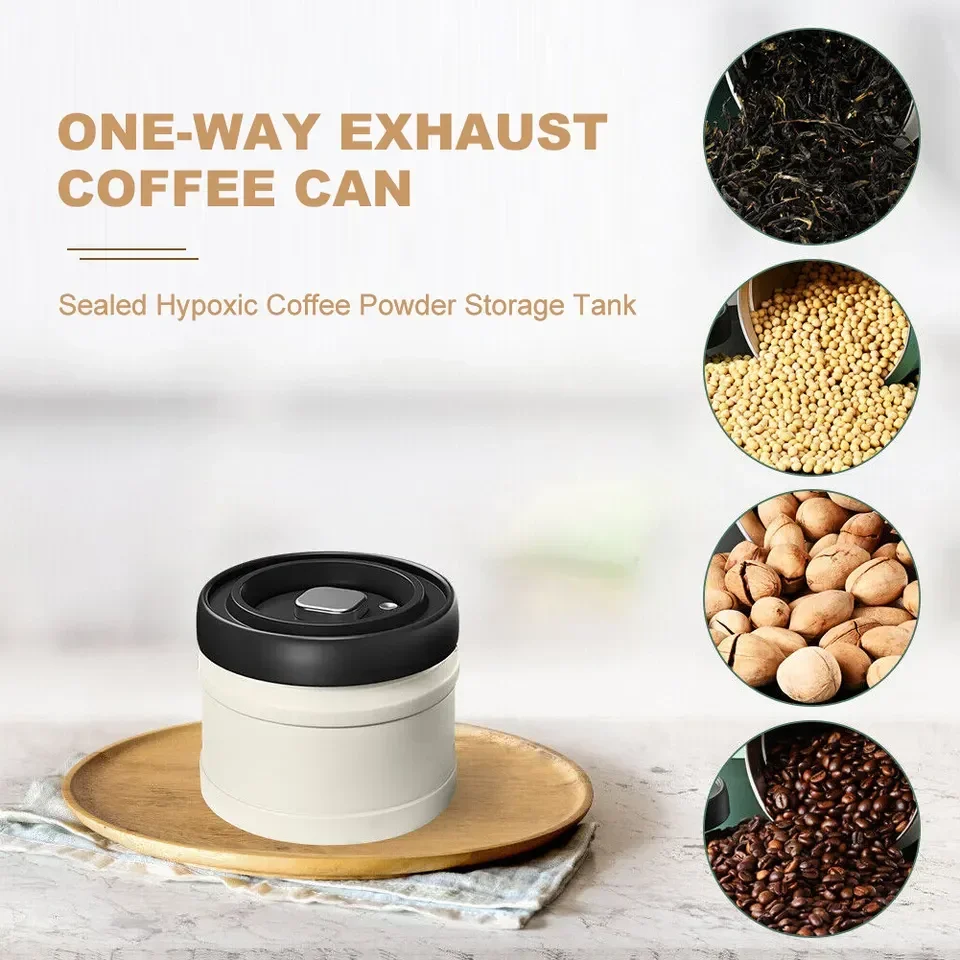 Coffee Pot Honey Jars 304 Stainless Steel Airtight Coffee Container Storage Canister Coffee Bean Jar Vacuum Sealed Cans food Kitchen Storage Organizer