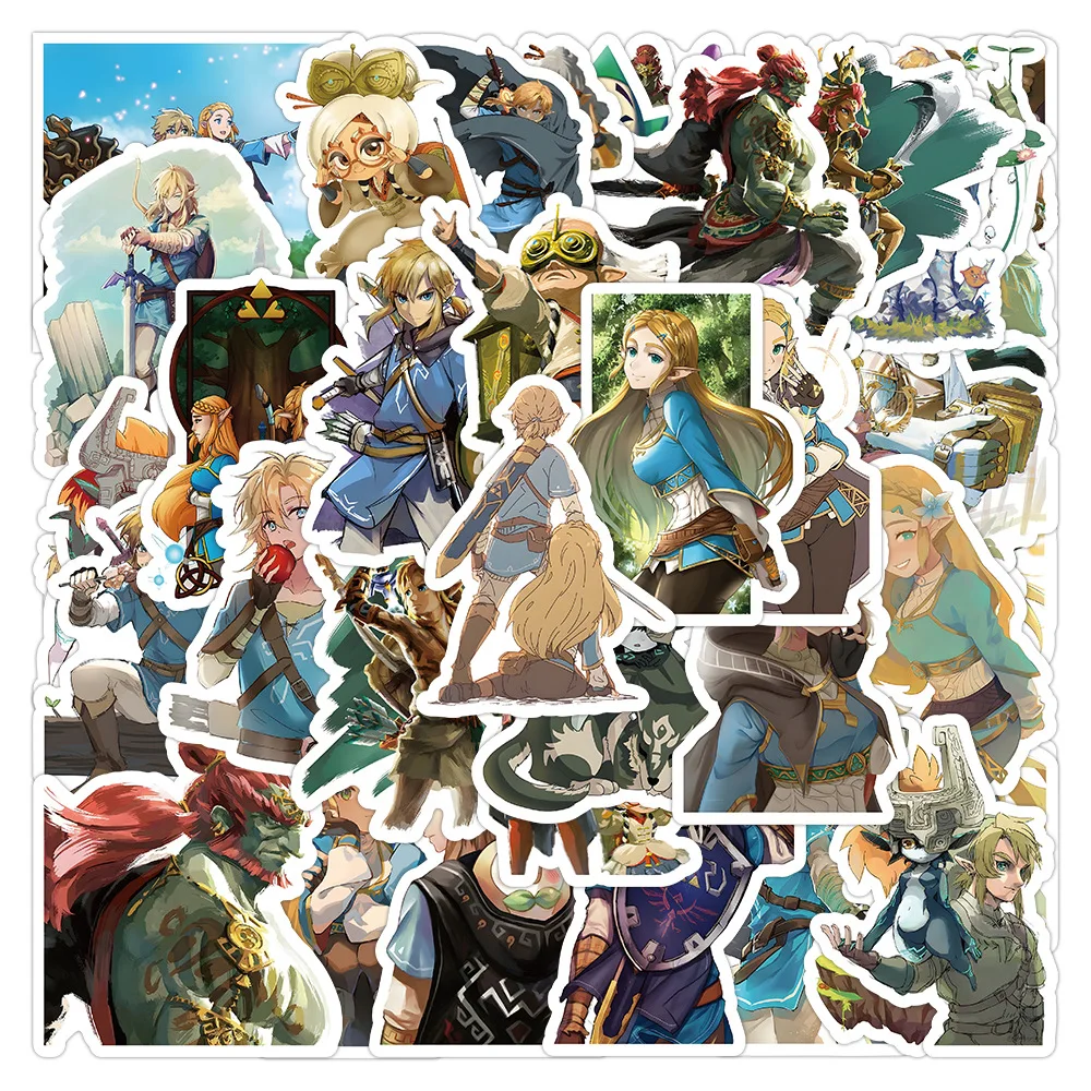 

50pcs Legend of Zelda Link Anime Stickers Cartoon Laptop Helmet Suitcase Game Card Case DIY Decoration Waterproof Stickers Toys