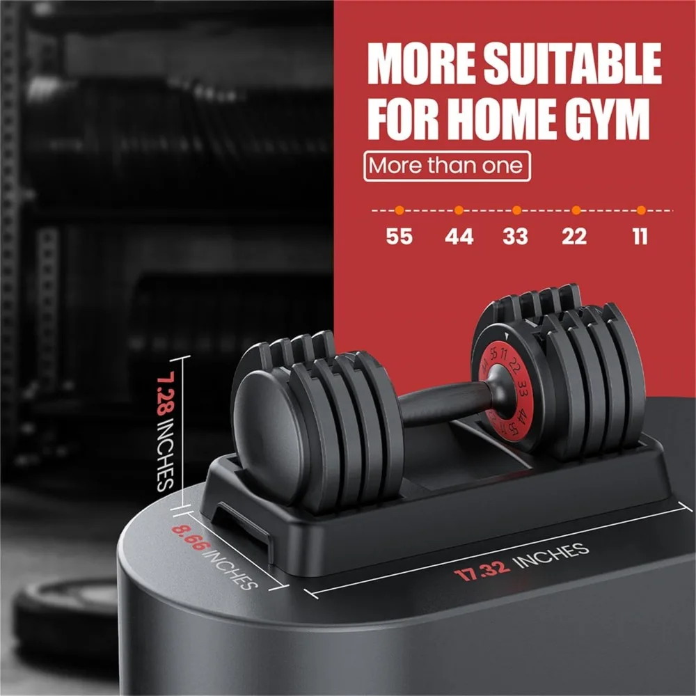 Adjustable Dumbbell 55LB Single Dumbbell 5 Weight Options Anti-Slip Metal Handle, Ideal Home Exercise Equipment