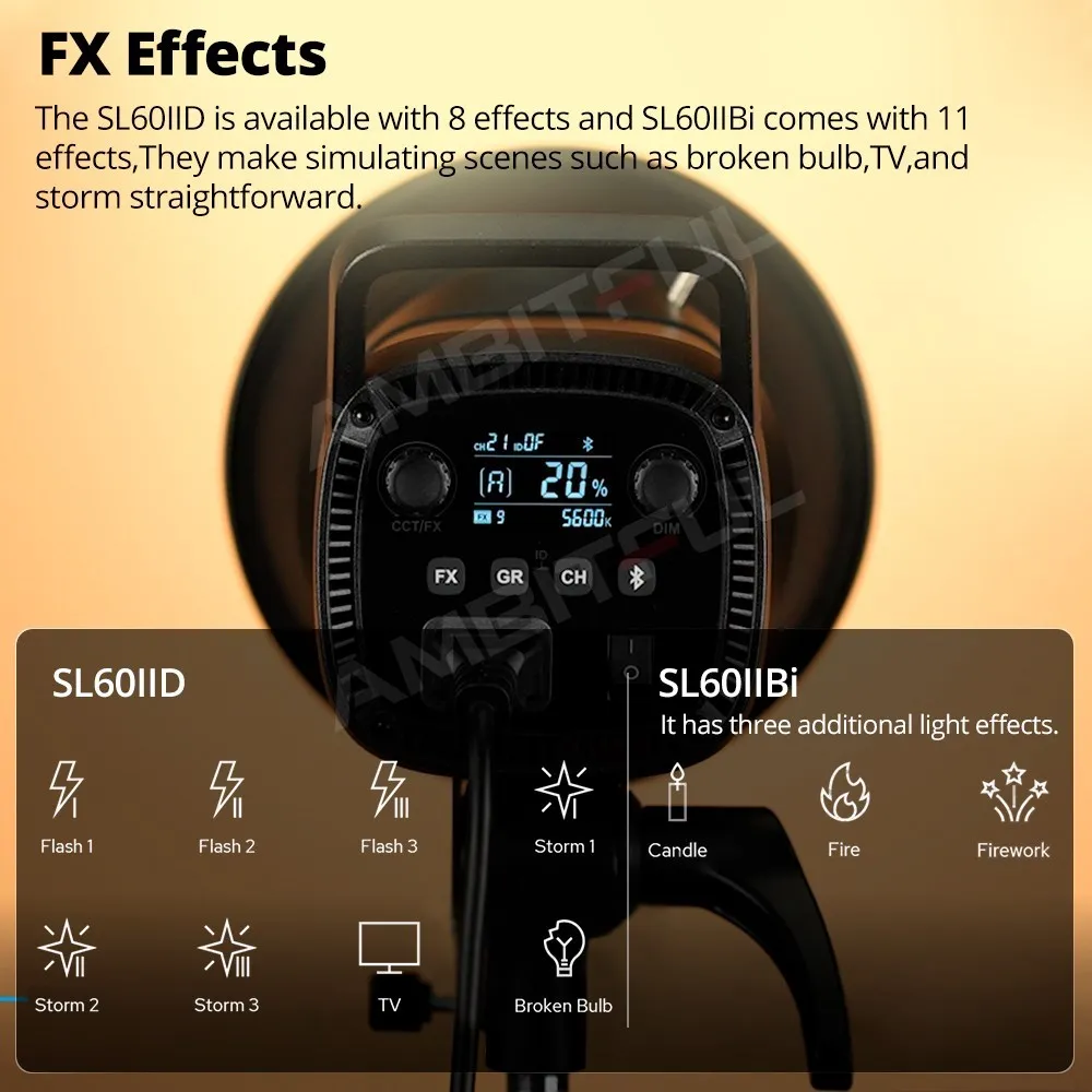 Godox SL60IID SL60II D SL60IIBi SL60II Bi COB LED Video Light 2.4G Wireless/Bluetooth Control Continuous Lighting for Photograph 5
