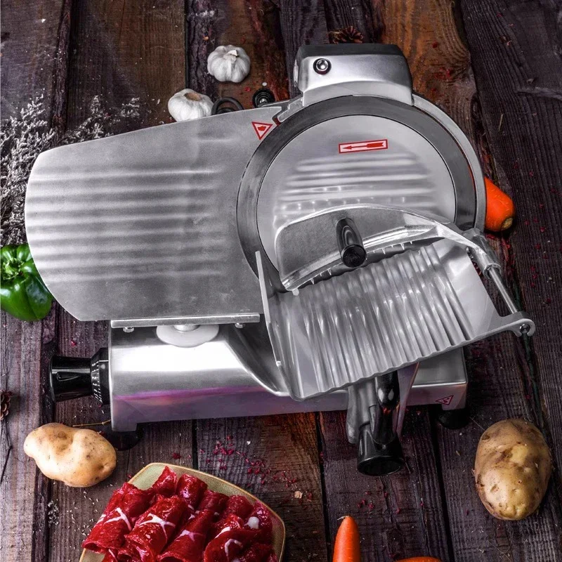 Commercial slicer electric semi-automatic meat slicer cutting fat beef and mutton roll machine frozen meat hand push meat planer 3