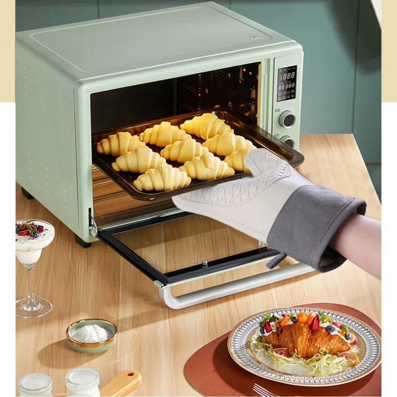 Cotton Twill Silicone Oven Gloves for Kitchen Baking