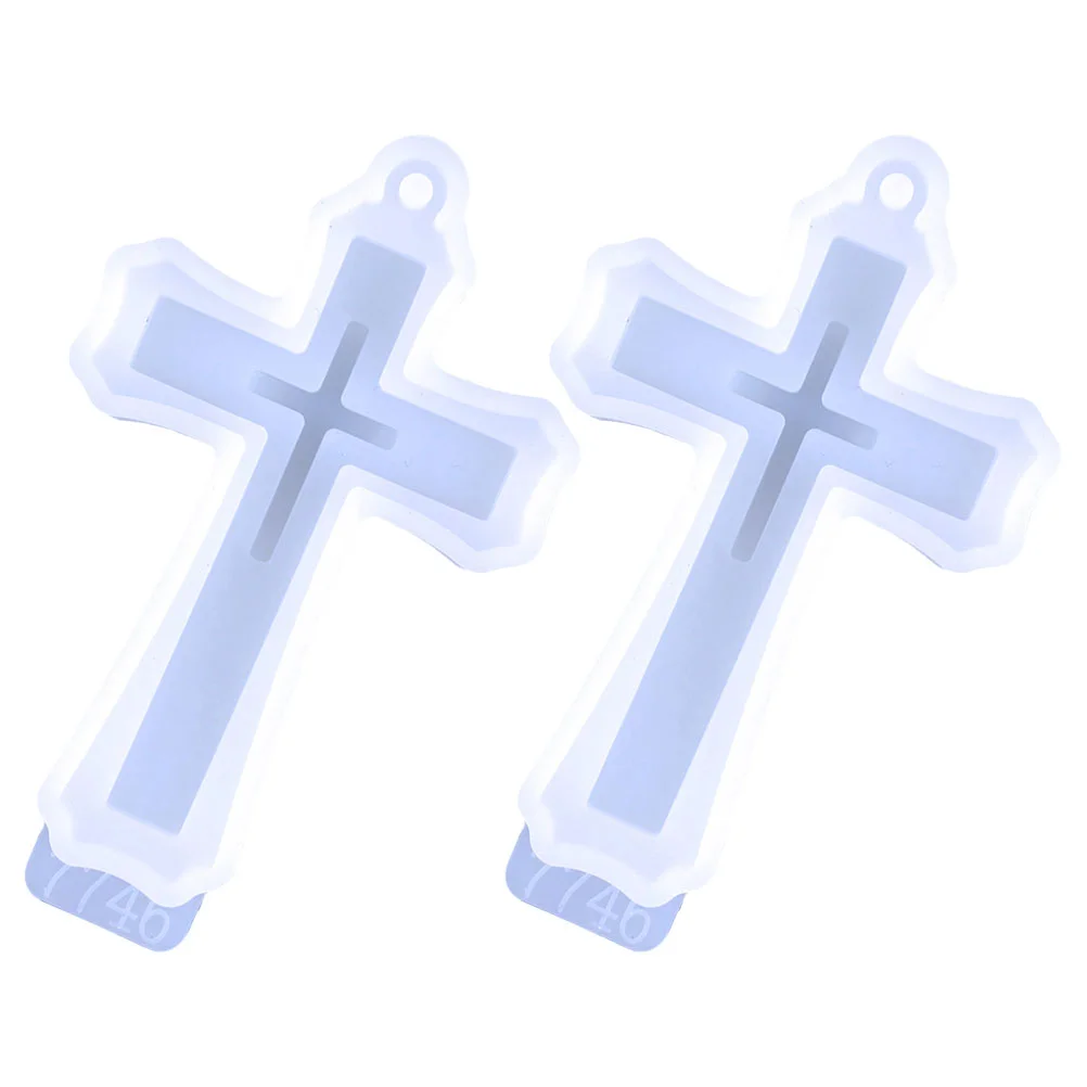 

2 Pcs Keychain Mold Epoxy Silicone Casting Non Stick DIY Supplies Silica Gel Cross Pendant