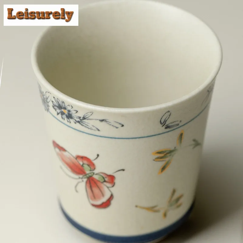 100ml Butterfly Orchid Cola Mug Breakfast Cup Water Ice Cold Juice Jug Bubble Teacup Cold Hot Water Jug Drinkware Decoration