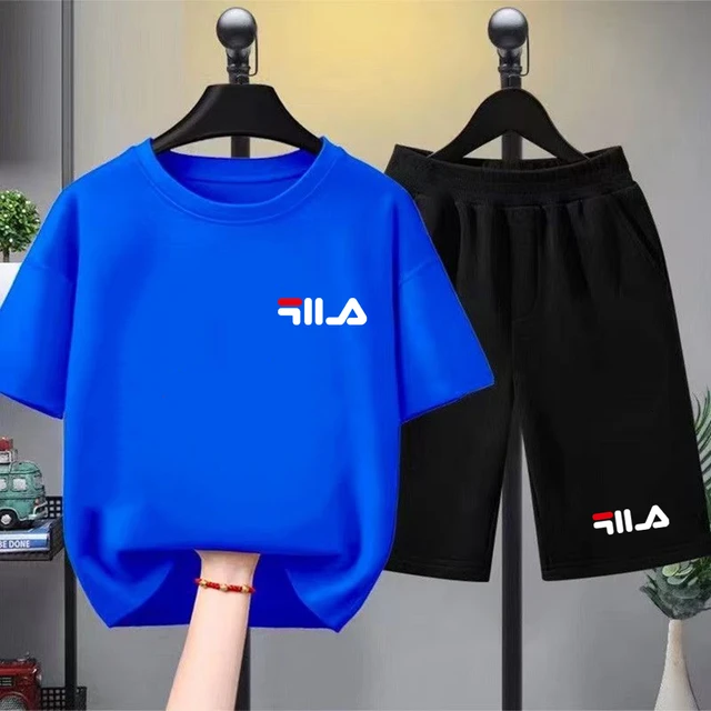 T-shirt imprimé pour enfants, vêtements d'été, 3-12 ans, garçons et filles, haut à manches courtes + short, ensemble décontracté, vêtements de sport de marque à la mode 1