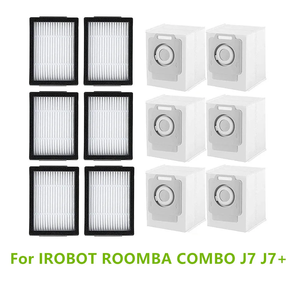 

Мешки для пыли + Hepa-фильтр для IROBOT ROOMBA COMBO J7 J7 + аксессуары для робота-подметания, 12 шт./комплект