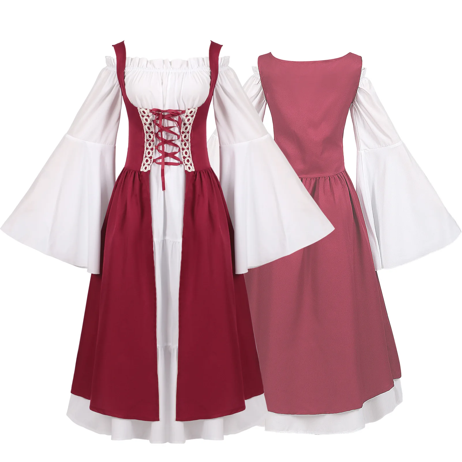 

Halloween Fashion Dresses Oktoberfest Beer Girl Costume Maid Wench Germany Bavarian Medieval Dress Costume Long Dress
