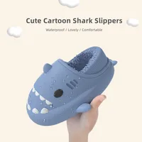 New Shark Slippers Women Men Winter Warm Plush Cartoon Shark Slides Home Furry Flats Outdoor Platform Waterproof Cotton Shoes 1