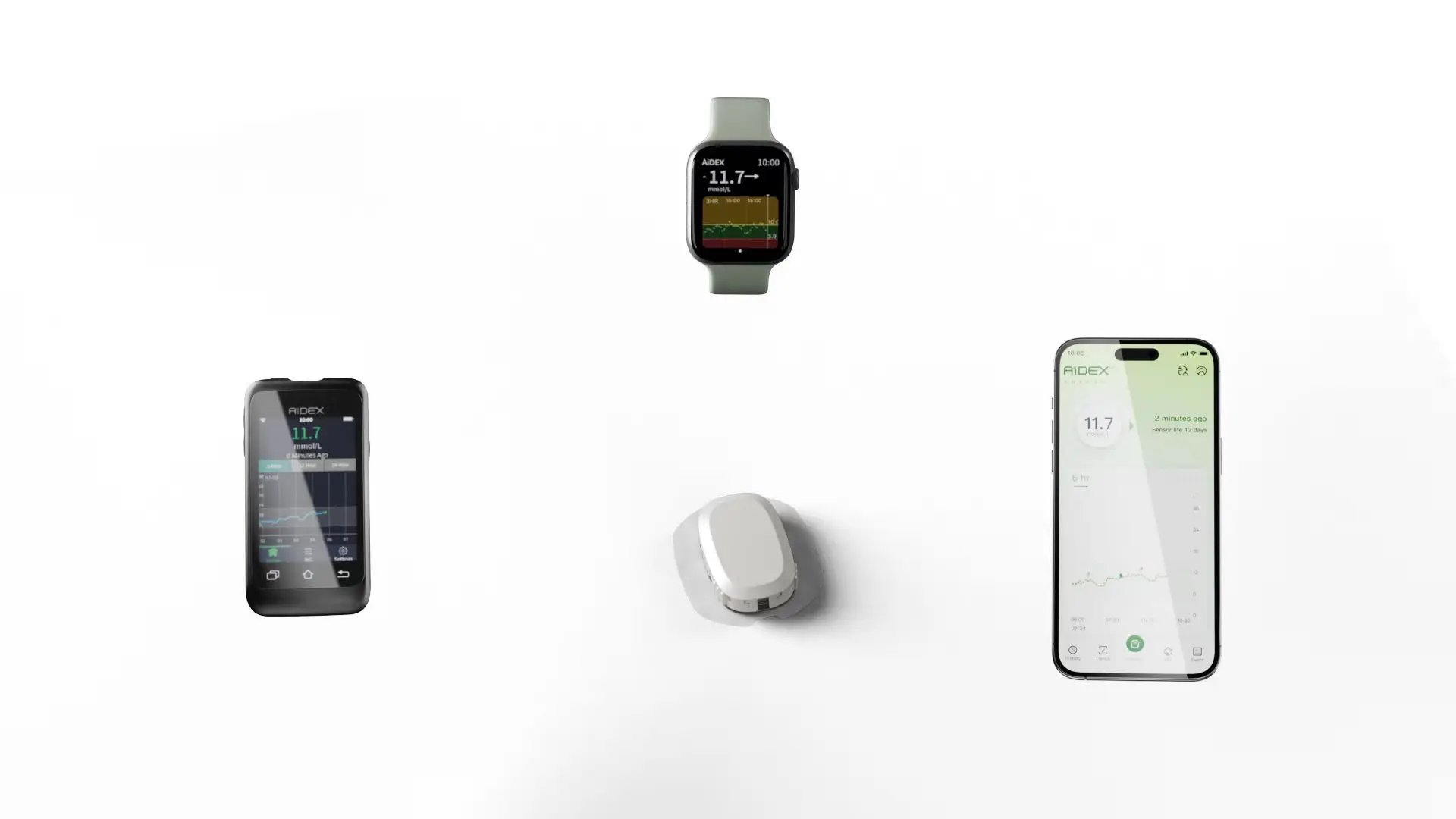 Blood Glucose Monitor Blood Test Meter Freestyle Libre Aidex Dynamic Blood Glucose Monitoring CGMS 24h Realtime Monitor Scan Free Multilingual System Remote Monitoring