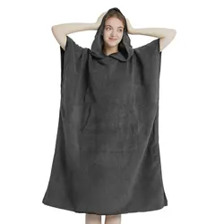 Quick-Dry Microfiber Beach Poncho Robe - 78x110cm (Dark Grey)