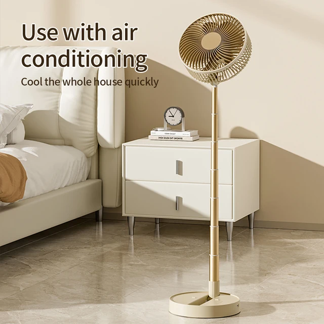Ventilatore portatile pieghevole USB con 8 pollici, 4 velocità e temporizzazione, mini ventilatore da pavimento a batteria per camera da letto, interno o esterno, ventilatore da tavolo 2