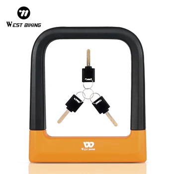 WEST BIKING bicicletta U Lock MTB bici da strada sicurezza antifurto serratura a catena con 3 chiavi moto ciclismo serratura accessori per biciclette