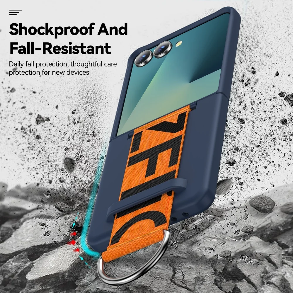 Enhanced Shockproof Wristband Phone Case with Official Strap and Ring, PC Skin-feel Finish